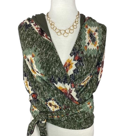 Bill Hallman Aztec Hooded Wrap Or Blouse - Picture 1 of 5
